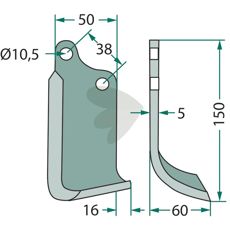 Jordfræserskær Agria c-c 38mm hul 10,5mm